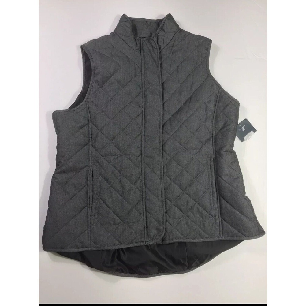 Magellan Womens Willow Creek Active Vest Classic FIt SIze 1XL Light Gray Zip Up